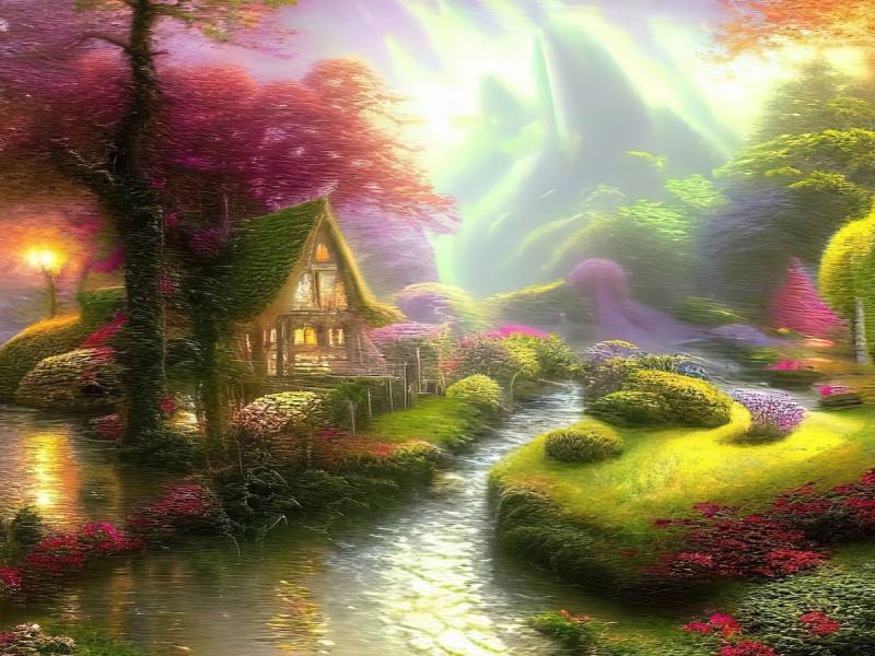 Холст с красками 30х40 см по номерам (в коробке) (30цв.) Эльфийский домик (Арт.Х-4187)