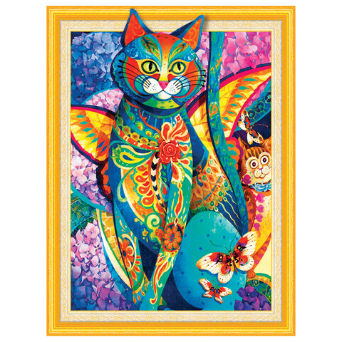 Картина стразами (алмазная мозаика) сияющая 40х50 см, ОСТРОВ СОКРОВИЩ "Восточный кот", без подрамника