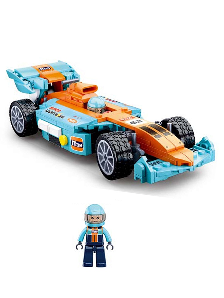 Конструктор пластиковый. SLUBAN Гоночный автомобиль (221 детали). Арт. M38-B0763