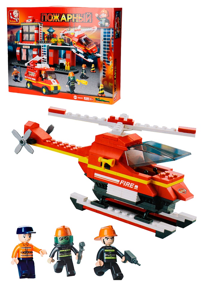 Конструктор пластик.SLUBAN.Пожарные.Спасательная бригада. (371дет,5 фигурок,в кор. (Арт. M38-B0225)