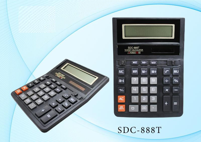 Калькулятор: 12-разрядный, двойное питание. в индивидуальной упаковке, размер упаковки-20,6*16,4*3,0 см. (190*147 мм размер калькулятора) SDC-888T