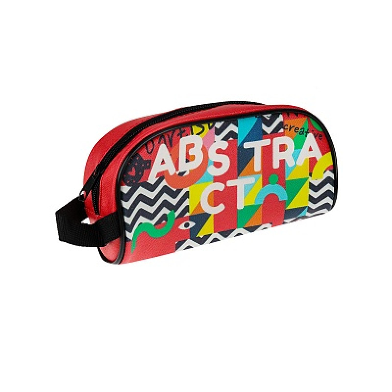 Пенал-косметичка АБСТРАКЦИЯ И КРЕАТИВ (ПН-2495) с ручкой, печать на ткани