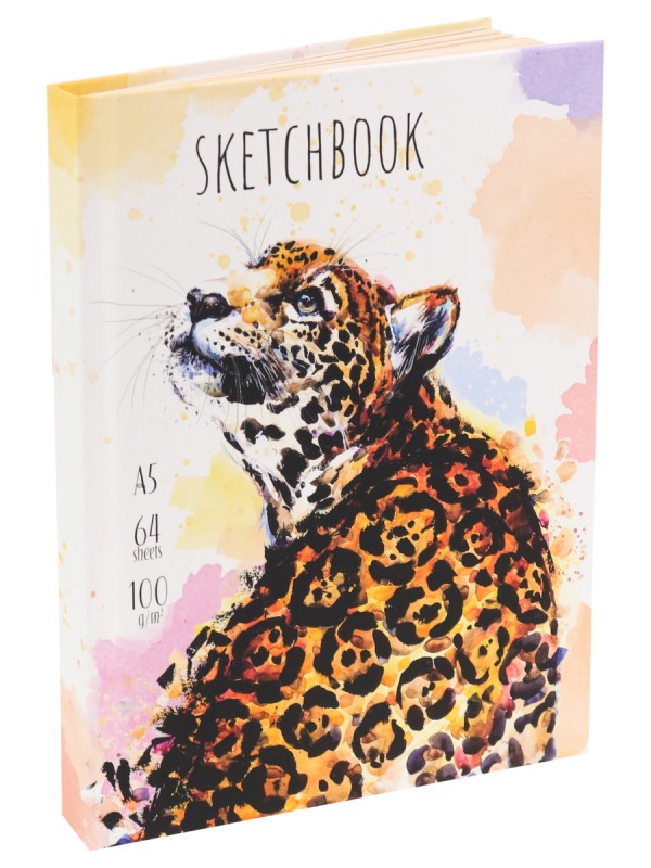 Скетчбук А5 Soft Touch Leopard (7БЦ, 64 л, 100 г, на резинке) C64-1559