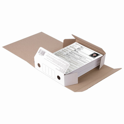 Папка архивная с резинкой А4 (325х250 мм), 75 мм, до 700 листов, микрогофрокартон, БЕЛАЯ, STAFF