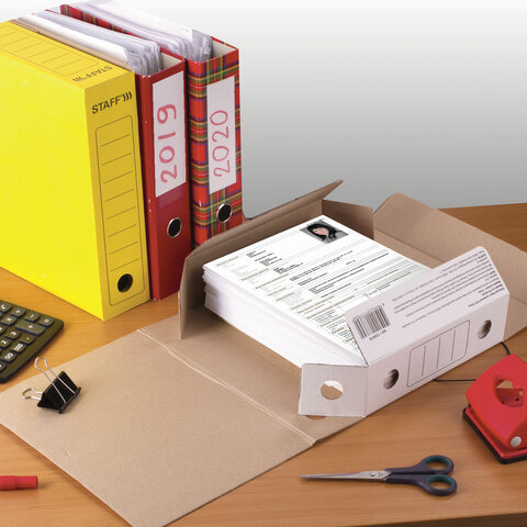 Папка архивная с резинкой А4 (325х250 мм), 75 мм, до 700 листов, микрогофрокартон, БЕЛАЯ, STAFF