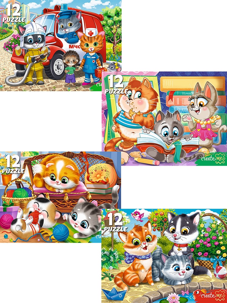 ПАЗЛЫ 12 элементов. ЗАБАВНЫЕ КОТИКИ №16 (Арт. П12-2544) кратно 32