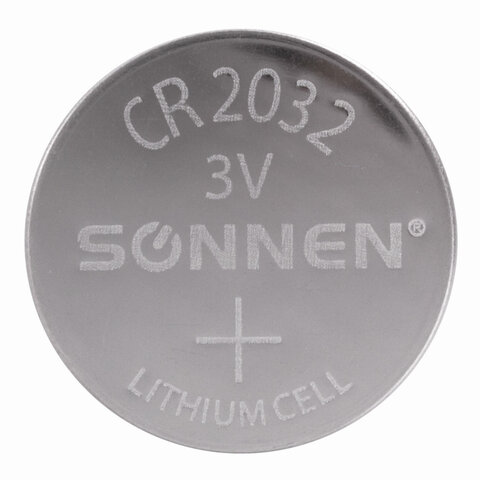 Батарейка SONNEN Lithium, CR2032, литиевая, 1 шт., в блистере,