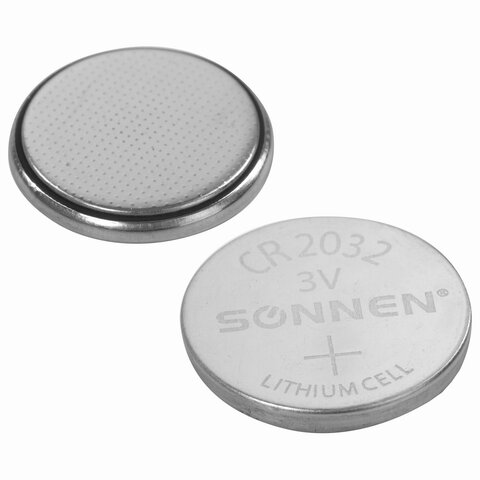 Батарейка SONNEN Lithium, CR2032, литиевая, 1 шт., в блистере,