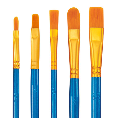 Кисти набор 10 шт., синтетика, синие, № 2/0-8 (Круглые; Овальные; Плоские; Лайнеры), WBZ (ВБЗ)