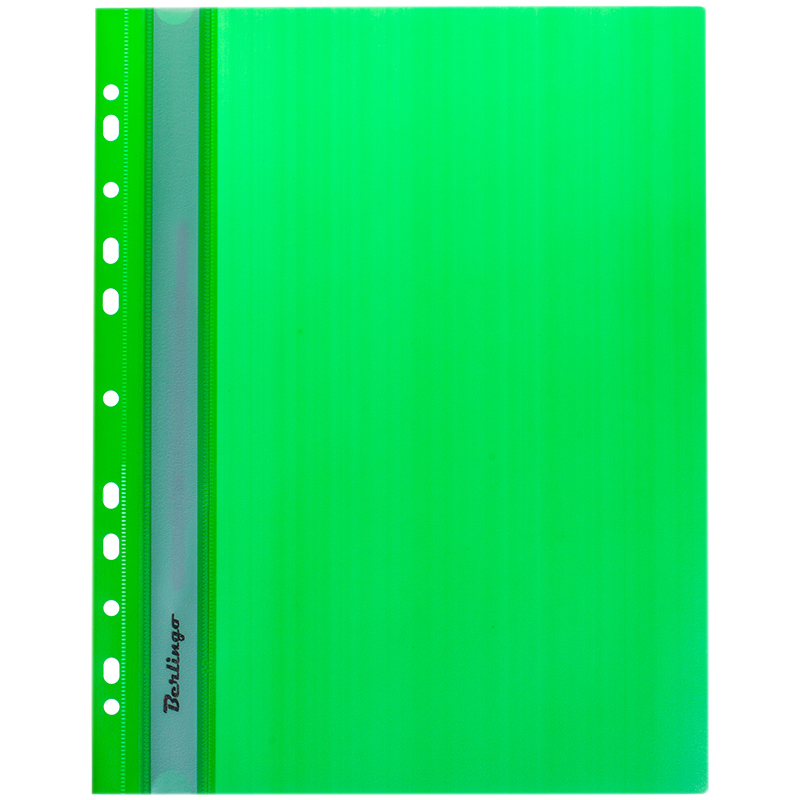 Папка-скоросшиватель пластик. перф. Berlingo, А4, 180мкм, зеленая