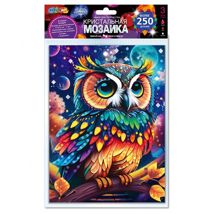 Кристальная мозаика 17*23 см., "Сова" в пакете (10228020/300924/5120416/1,Китай )