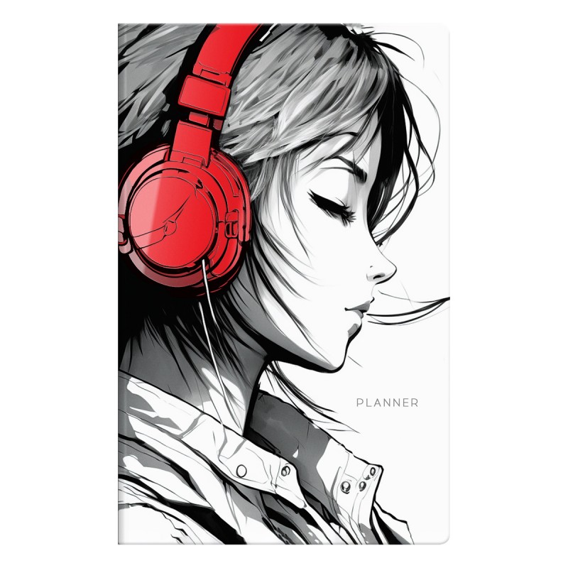 Планер недатированный, 32л., 135*210мм, на скобе MESHU Black and white, матовая ламинация, выб. лак