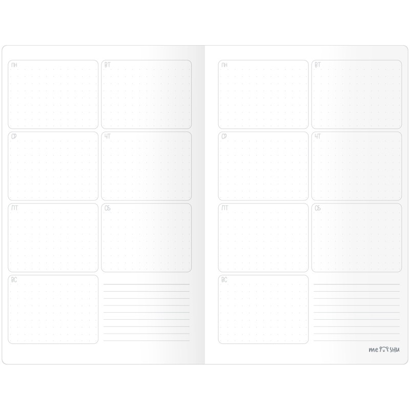 Планер недатированный, 32л., 135*210мм, на скобе MESHU Black and white, матовая ламинация, выб. лак