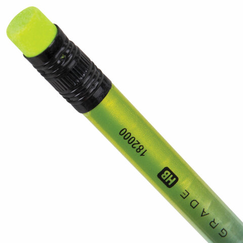 Карандаш чернографитный с ластиком BRAUBERG "GRADE Metallic", 1 шт., HB, трехгранный