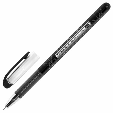 Ручка гелевая BRAUBERG "Profi-Gel PRO", ЧЕРНАЯ, линия письма 0,4 мм, игольчатый наконечник 0,5 мм, печать на корпусе