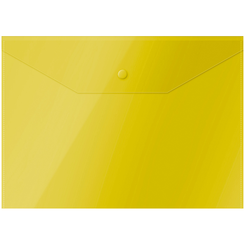 Папка-конверт на кнопке OfficeSpace А4, 120мкм, пластик, желтая
