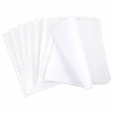 Папки-файлы перфорированные, А4, BRAUBERG,"апельсиновая корка", 30 мкм