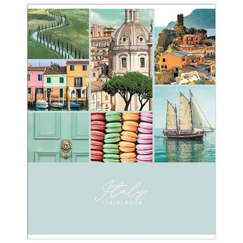 Тетрадь А5, 48 л., HATBER-ECO скоба, офсет №2 ЭКОНОМ, клетка, обложка мелованная бумага, "Travelbook"