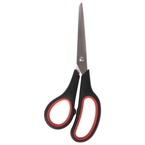 Ножницы STAFF EVERYDAY, 195 мм, бюджет, резиновые вставки, черно-красные, ПВХ чехол