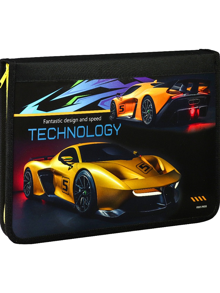 Папка для труда на молнии по кругу ТЕХНОЛОГИЧНЫЙ СУПЕРКАР (ПТР-8612) лам.карт, ткань, 340х235мм