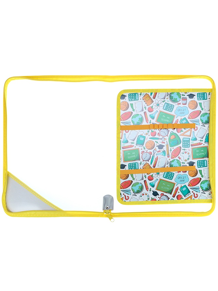 Папка на молнии с уголком ШКОЛЬНЫЕ ПРИНАДЛЕЖНОСТИ (ПТР-8241) пластик, печать на откид планке