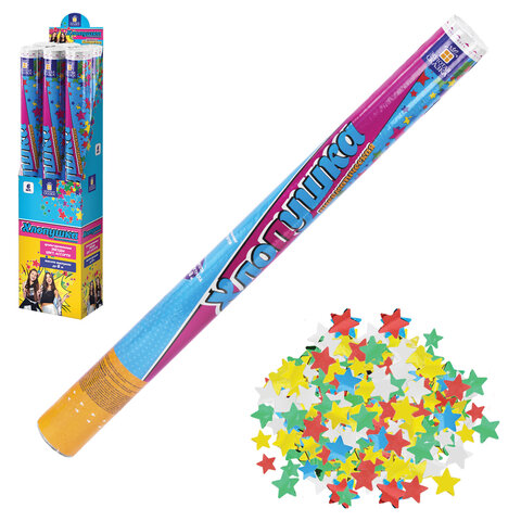 Хлопушка пневматическая 60 см "XXL ЗВЕЗДЫ", фольга, ассорти, ЗОЛОТАЯ СКАЗКА