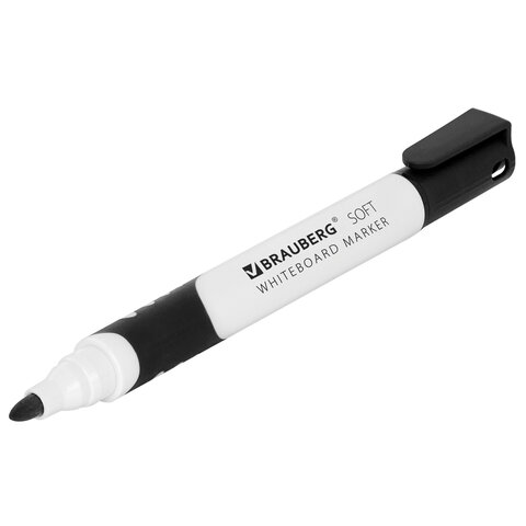 Маркер стираемый для белой доски ЧЕРНЫЙ, BRAUBERG "SOFT", 5 мм, резиновая вставка