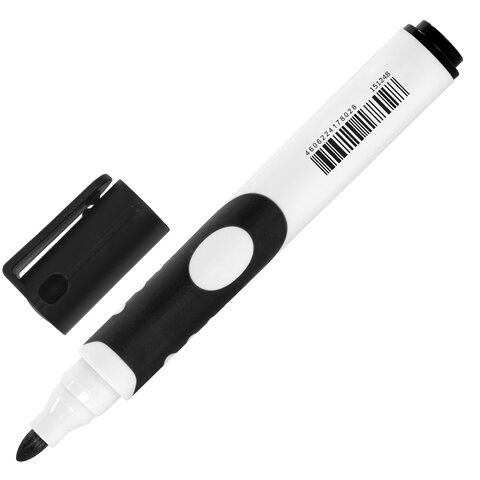 Маркер стираемый для белой доски ЧЕРНЫЙ, BRAUBERG "SOFT", 5 мм, резиновая вставка