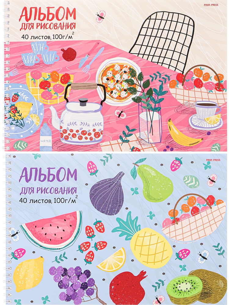 Альбом для рисования А4 40л. ЛЕТНЕЕ ЗАСТОЛЬЕ (40-5131) 2 диз. в сп., гребень, офсет