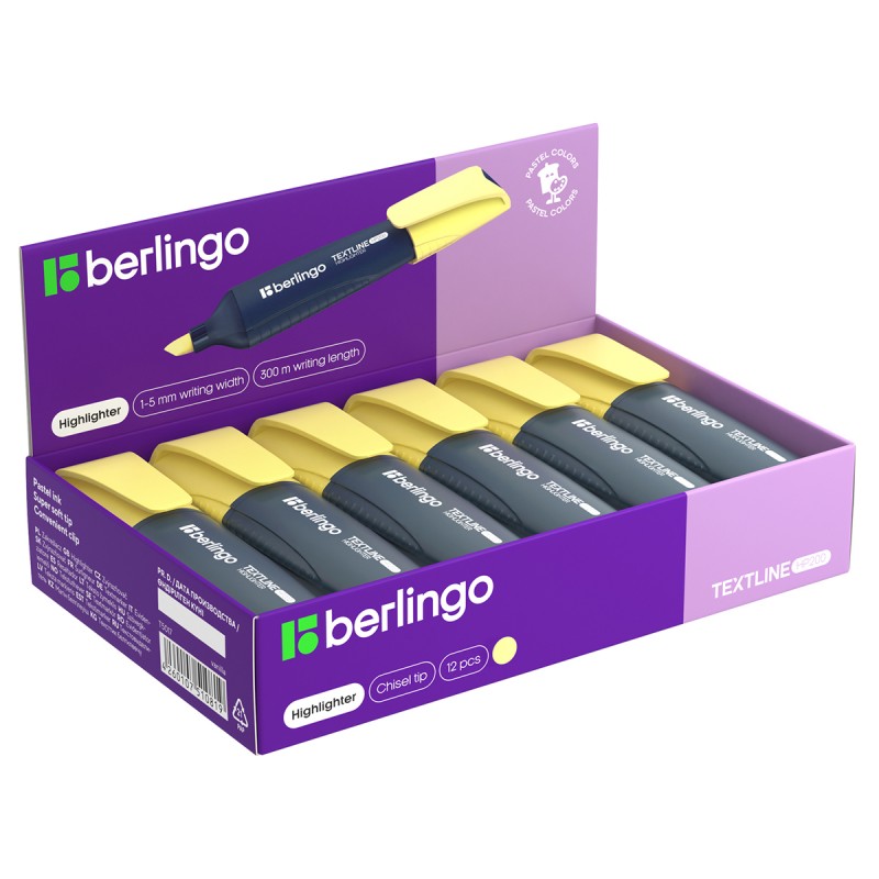 Текстовыделитель Berlingo Textline HP200 пастельный цвет, ваниль, 1-5мм