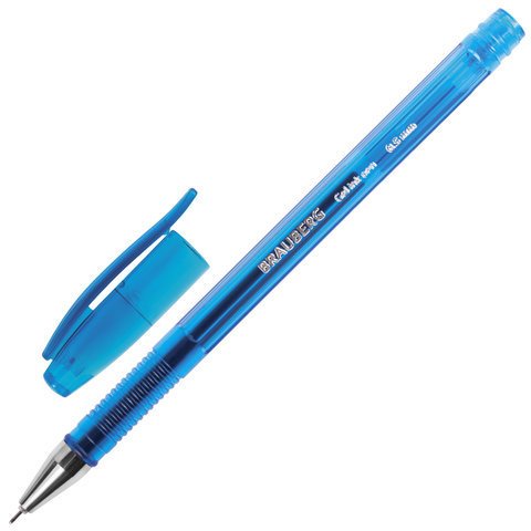 Ручка гелевая BRAUBERG "Income", корпус тонированный, игольчатый узел 0,5 мм, линия 0,35 мм, синяя