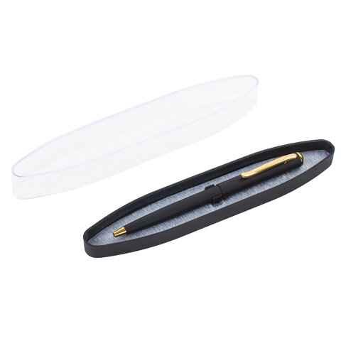 Ручка подарочная шариковая BRAUBERG Maestro, СИНЯЯ, корпус черный с золот., линия 0,5мм, 143470