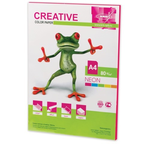 Бумага CREATIVE color (Креатив), А4, 80 г/м2, 50 л., неон малиновая ПОШТУЧНО