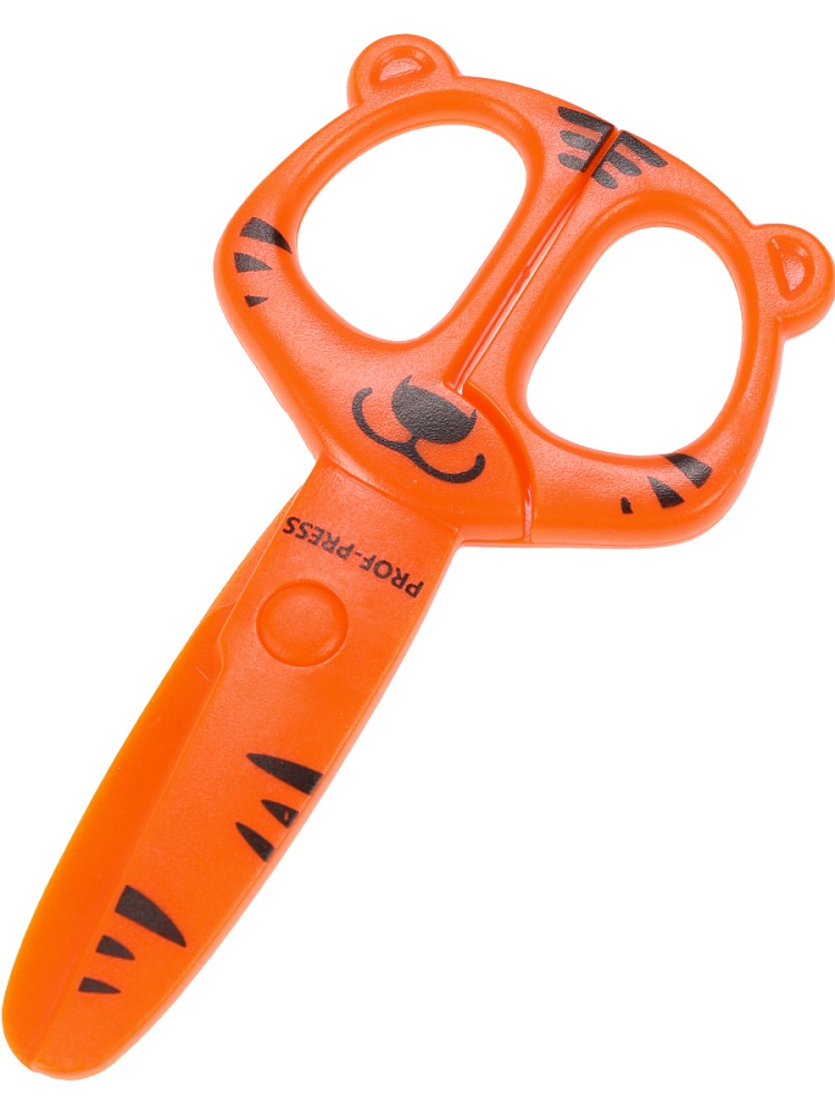 Ножницы детские 12 см. ТИГРУЛЯ (НЖ-4259), пластик. лезвия, фигурные кольца,в карт. блист