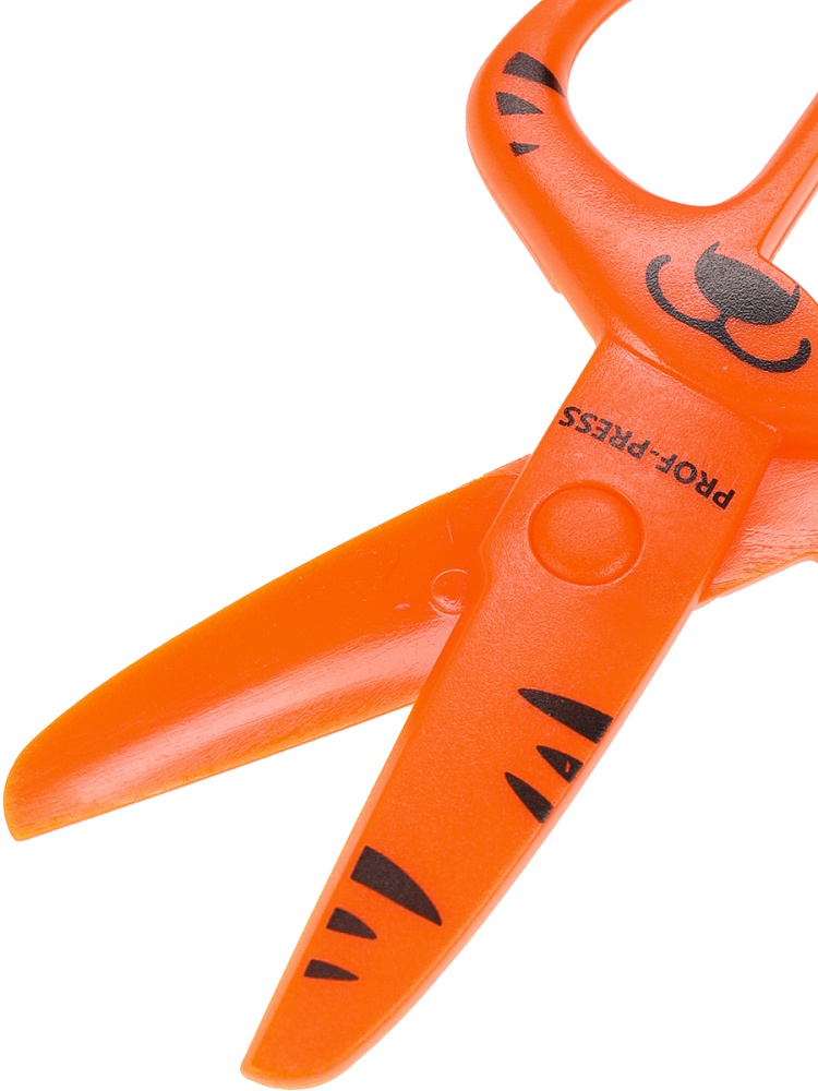 Ножницы детские 12 см. ТИГРУЛЯ (НЖ-4259), пластик. лезвия, фигурные кольца,в карт. блист