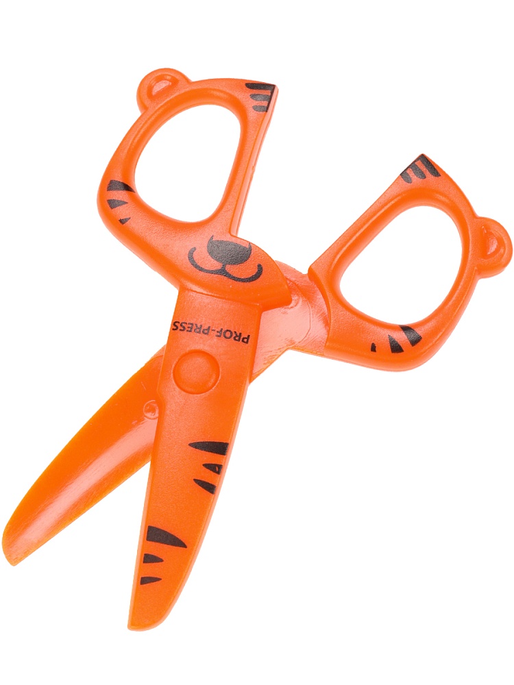 Ножницы детские 12 см. ТИГРУЛЯ (НЖ-4259), пластик. лезвия, фигурные кольца,в карт. блист