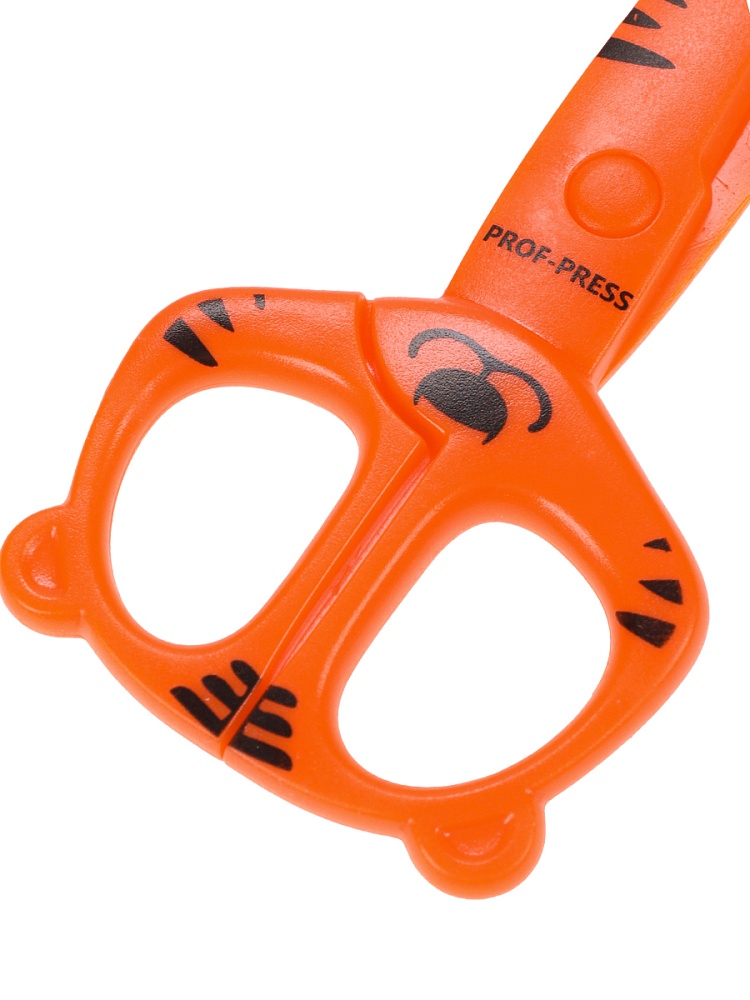 Ножницы детские 12 см. ТИГРУЛЯ (НЖ-4259), пластик. лезвия, фигурные кольца,в карт. блист