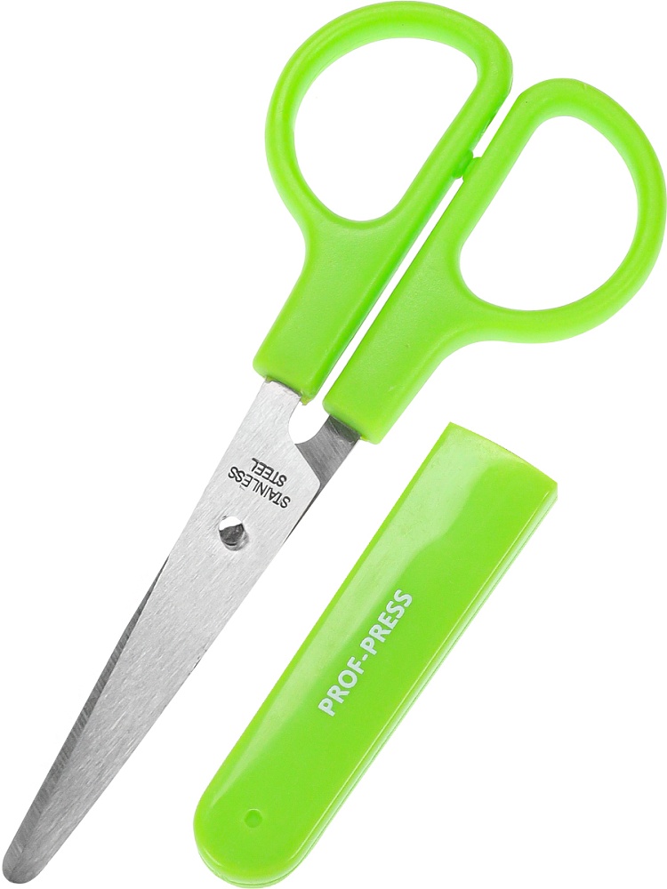 Ножницы детские 12 см. (НЖ-1165) с футляром для лезвий, зелёный