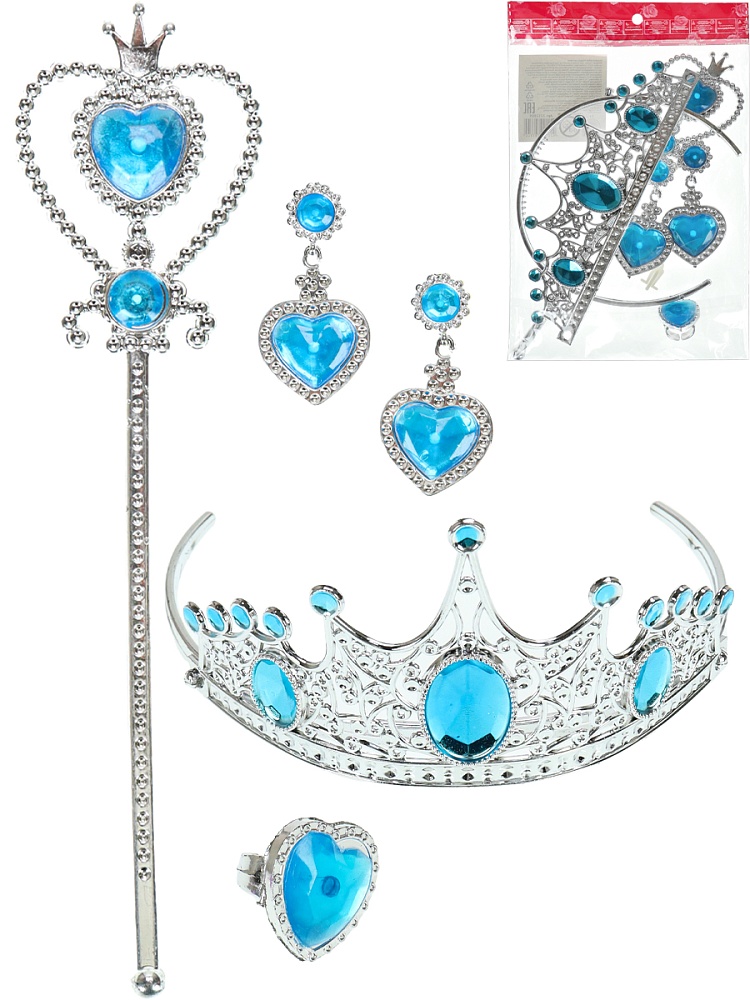 Игровой набор "Маленькая королева"(корона,клипсы,кольцо,палоч. 30 см,в пак.)(Арт. 2212809)