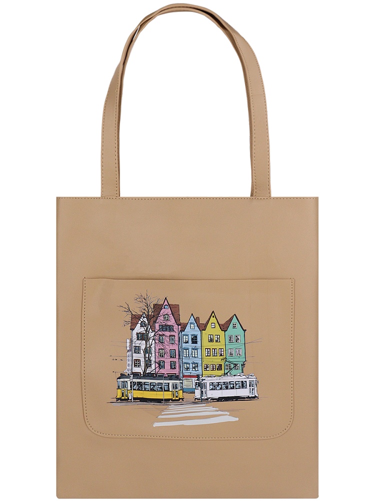 Сумка-шоппер ГОРОД (СМ-0721) на молнии, кожзам, внеш, внут карм 34.5х31 см