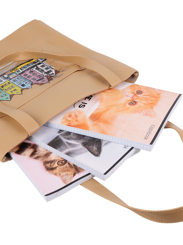 Сумка-шоппер ГОРОД (СМ-0721) на молнии, кожзам, внеш, внут карм 34.5х31 см