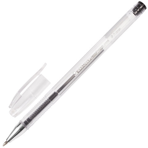 Ручка гелевая BRAUBERG "Jet", корпус прозрачный, узел 0,5 мм, линия 0,35 мм, черная
