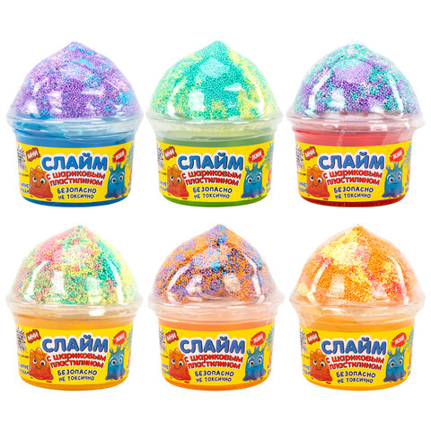 Слайм (лизун) + шариковый пластилин, 115 г, ассорти 6 видов, JOLLY JOT (ДЖОЛЛИ ДЖОТ)