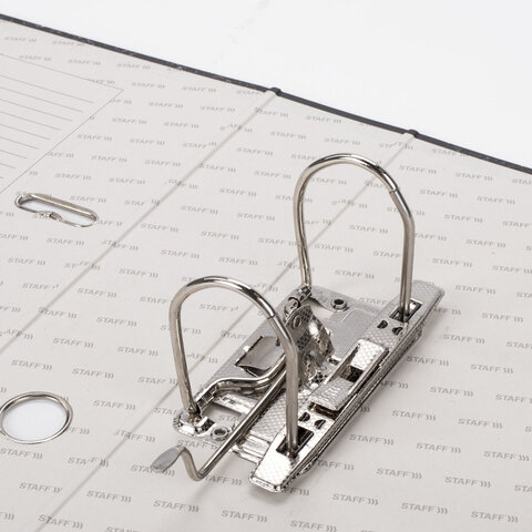 Папка-регистратор STAFF "Бюджет" с мраморным покрытием, 70 мм, без уголка, черный корешок 227185