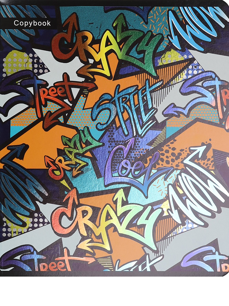 ТМ"Collezione" Тетрадь КЛЕТКА 48л. ПЕСТРОЕ ГРАФФИТИ (48-4419) цв. мел обл., 5диз., холодное тиснение