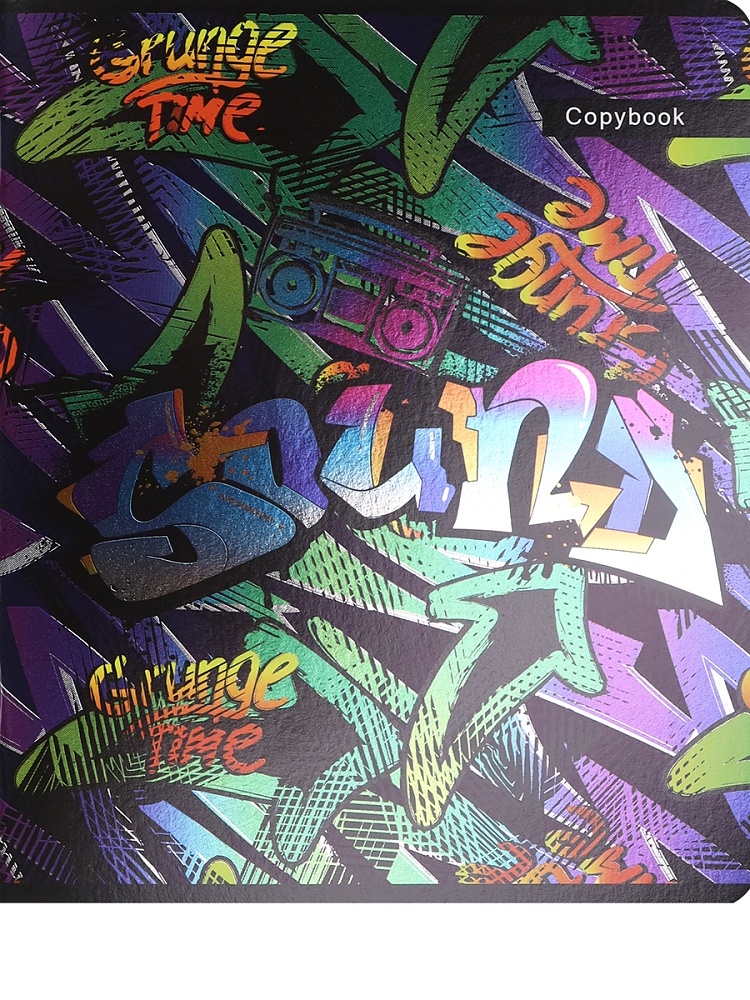 ТМ"Collezione" Тетрадь КЛЕТКА 48л. ПЕСТРОЕ ГРАФФИТИ (48-4419) цв. мел обл., 5диз., холодное тиснение