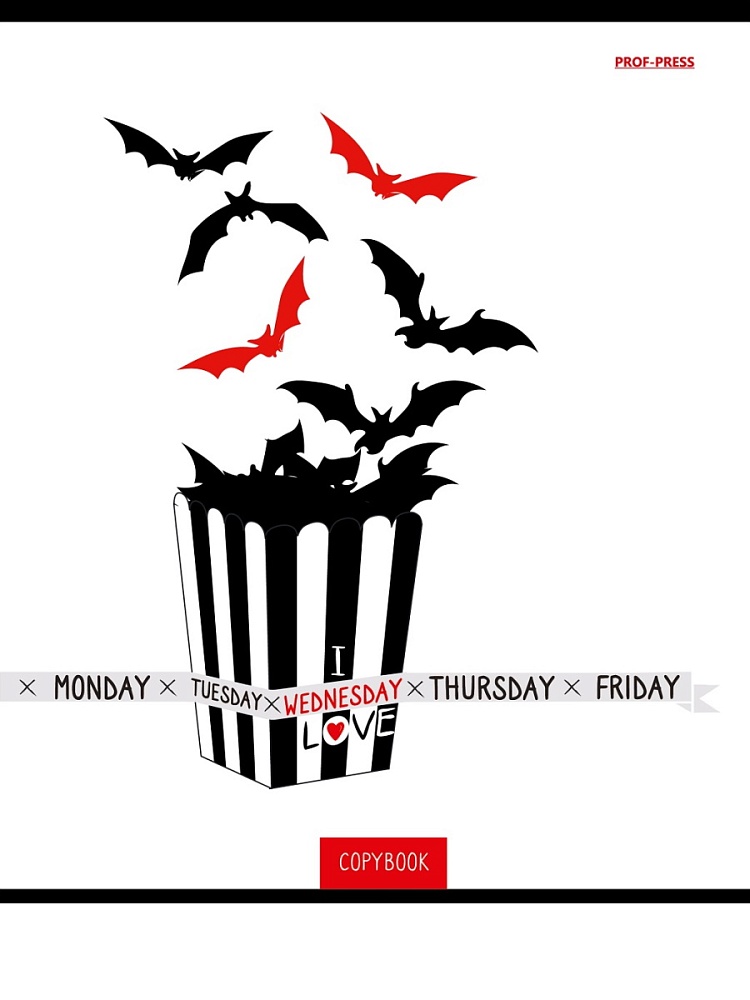 Тетрадь КЛЕТКА 48л. WEDNESDAY WHITE (48-5069) цветная мелованная обложка