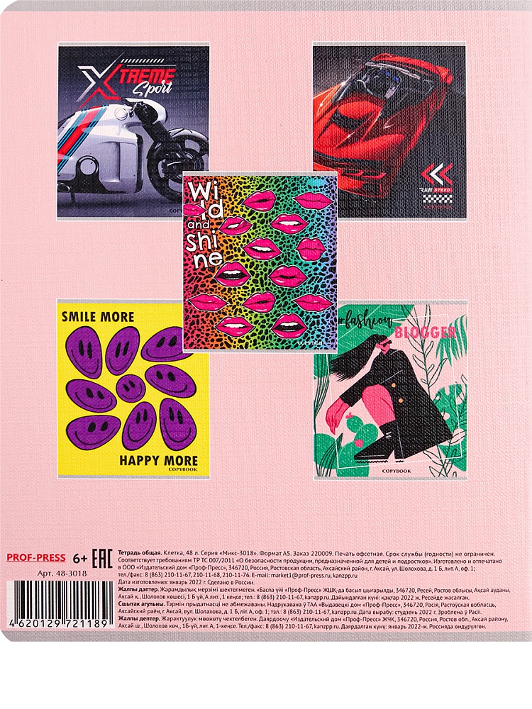 Тетрадь КЛЕТКА 48л. МИКС-3018 (48-3018) цветная мелованная обложка