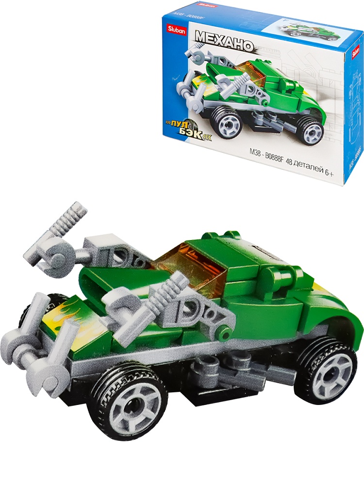 Конструктор пластиковый Sluban PowerBricks Зеленое пламя (38х23,7см, 48 дет.)