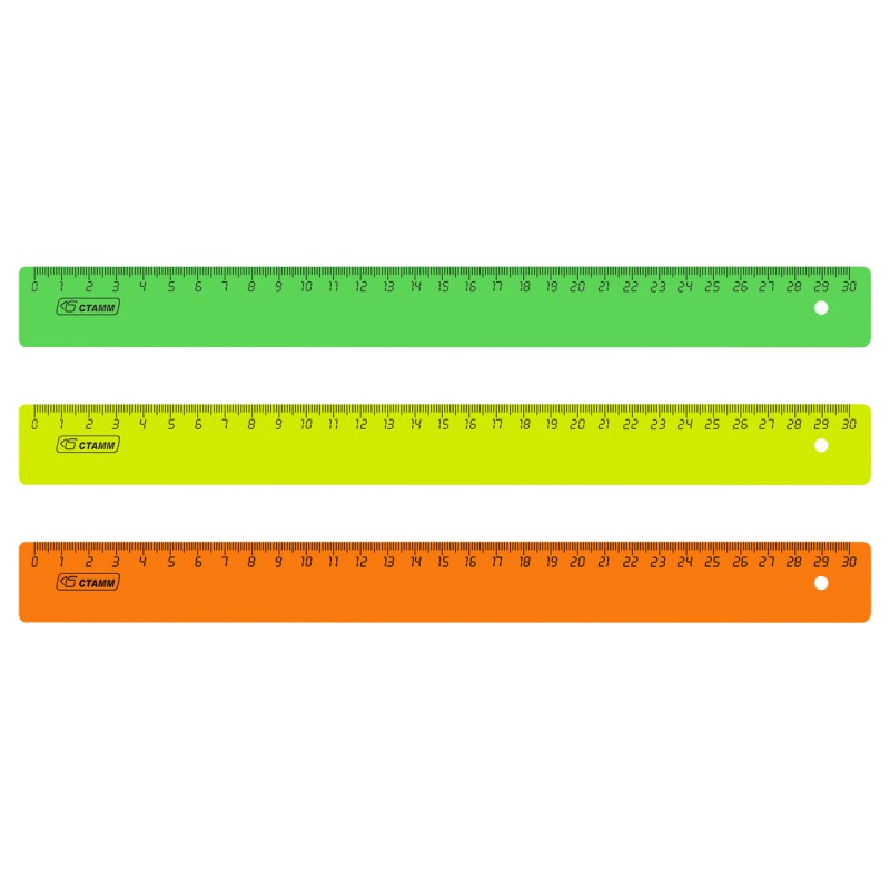 Линейка 30 см Стамм, пластиковая, флуоресцентная, ассорти
